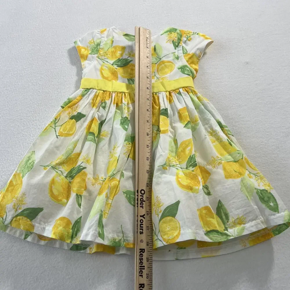 Gymboree Dressed Up Dress Girls 18-24M‎ Yellow Lemon Print Bow Party Easter